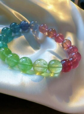 魅晶天然水晶晶体通透明亮活泼人鱼过度碧玺手链