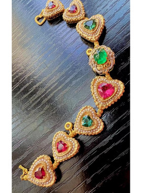 魅晶天然水晶晶体通透爱心潘多拉绒面碧玺手串