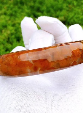 魅晶天然水晶晶体通透黄红发晶双色兔毛手镯