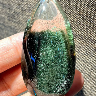 魅晶天然水晶晶体通透绿幽灵水滴吊坠