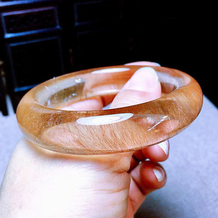 魅晶天然水晶晶体通透红发晶红兔毛水晶手镯