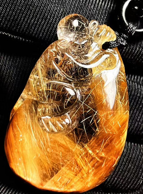 魅晶天然水晶晶体通透金发晶代代封侯吊坠