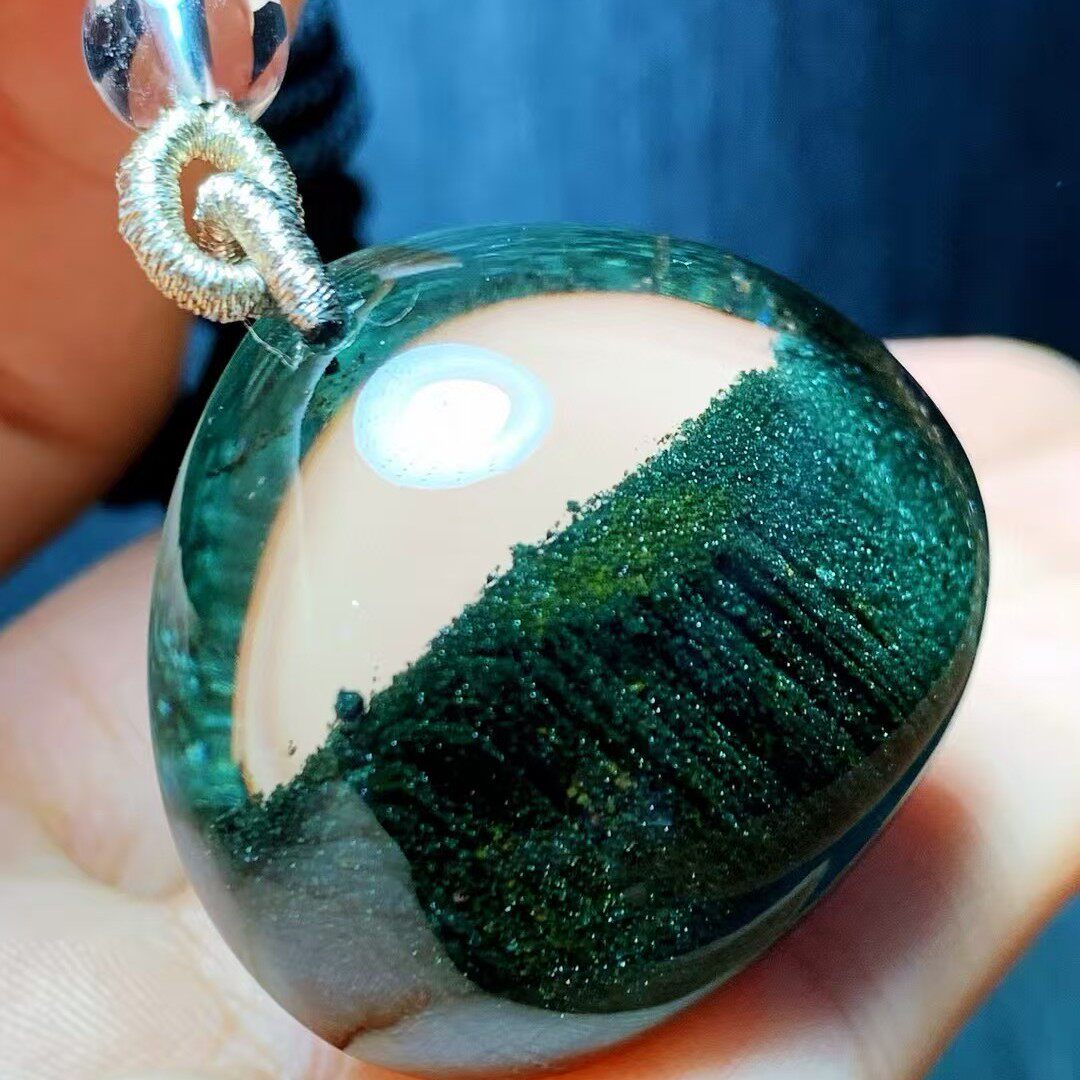 魅晶天然水晶晶体通透绿幽灵聚宝盆千层吊坠