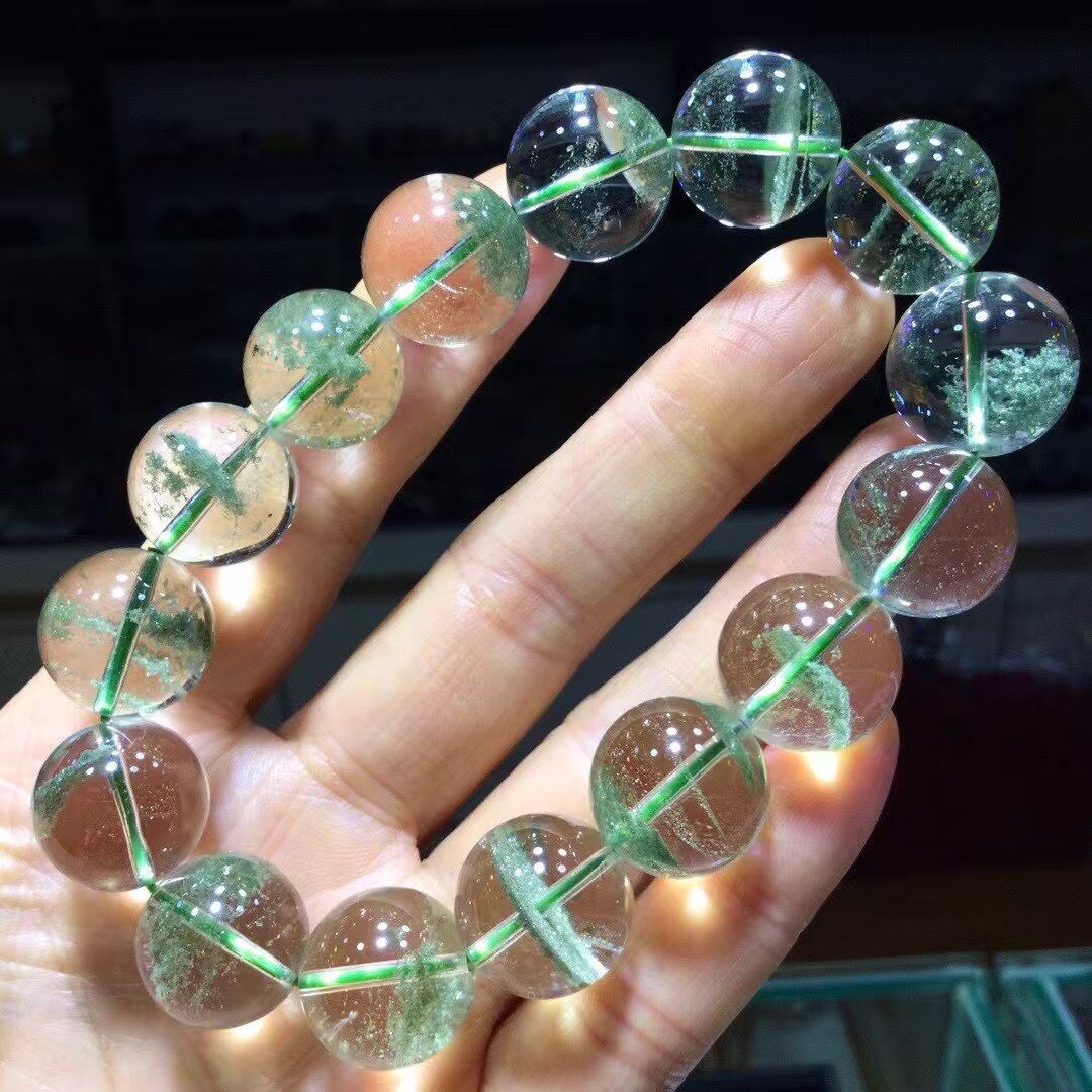 魅晶天然水晶晶体通透绿幽灵千层聚宝盆吊坠