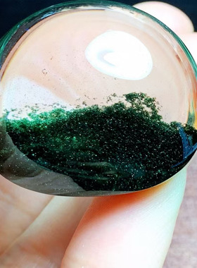 魅晶天然水晶晶体通透刚果绿绿幽灵墨绿色聚宝盆圆牌吊坠