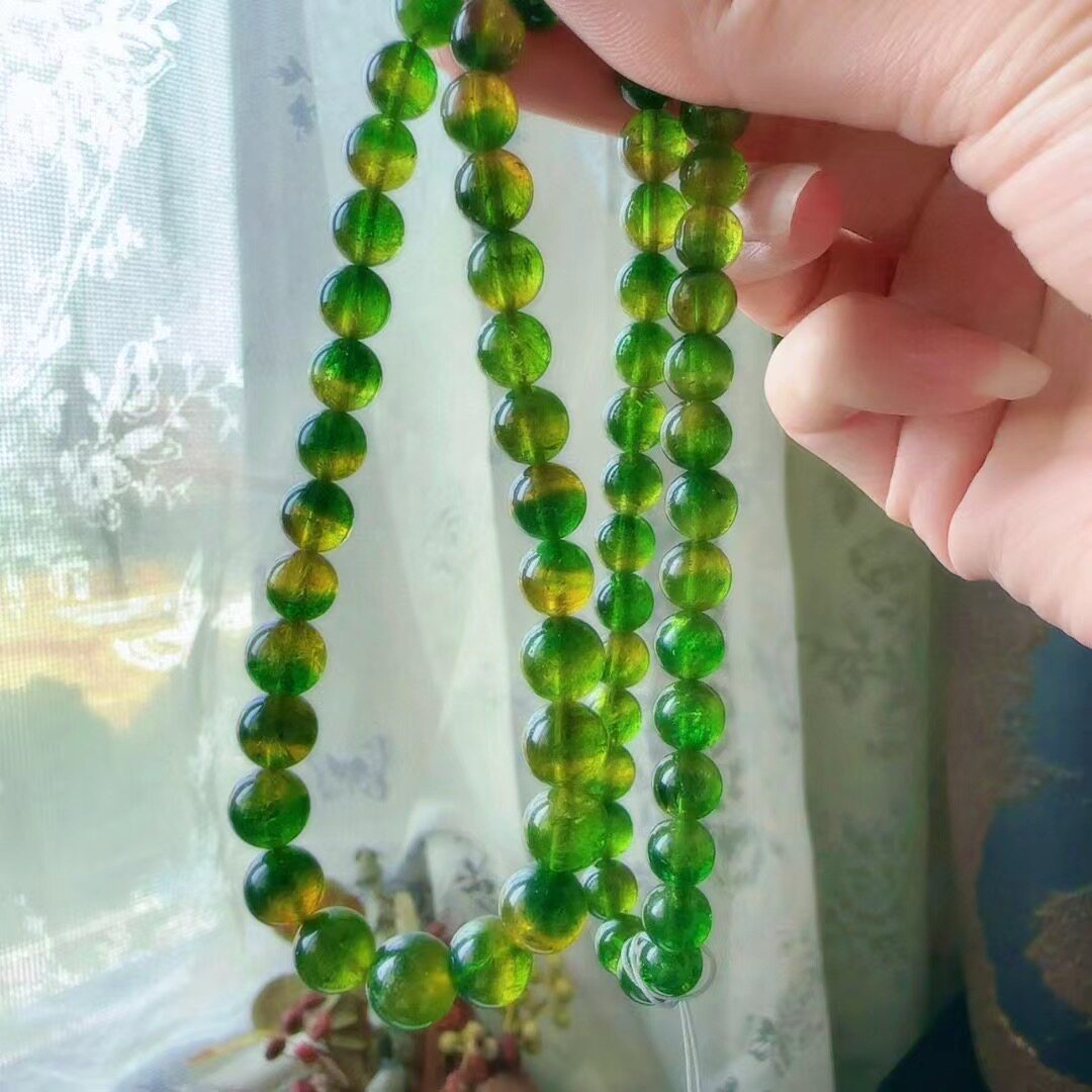 魅晶天然水晶晶体通透近玻璃体翡翠绿西瓜碧玺塔链手链