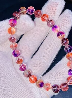 魅晶天然水晶晶体通透仙女稀有色丝绒超七手链