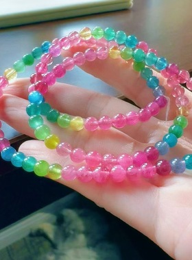 魅晶天然水晶晶体通透蓝色调多圈手链