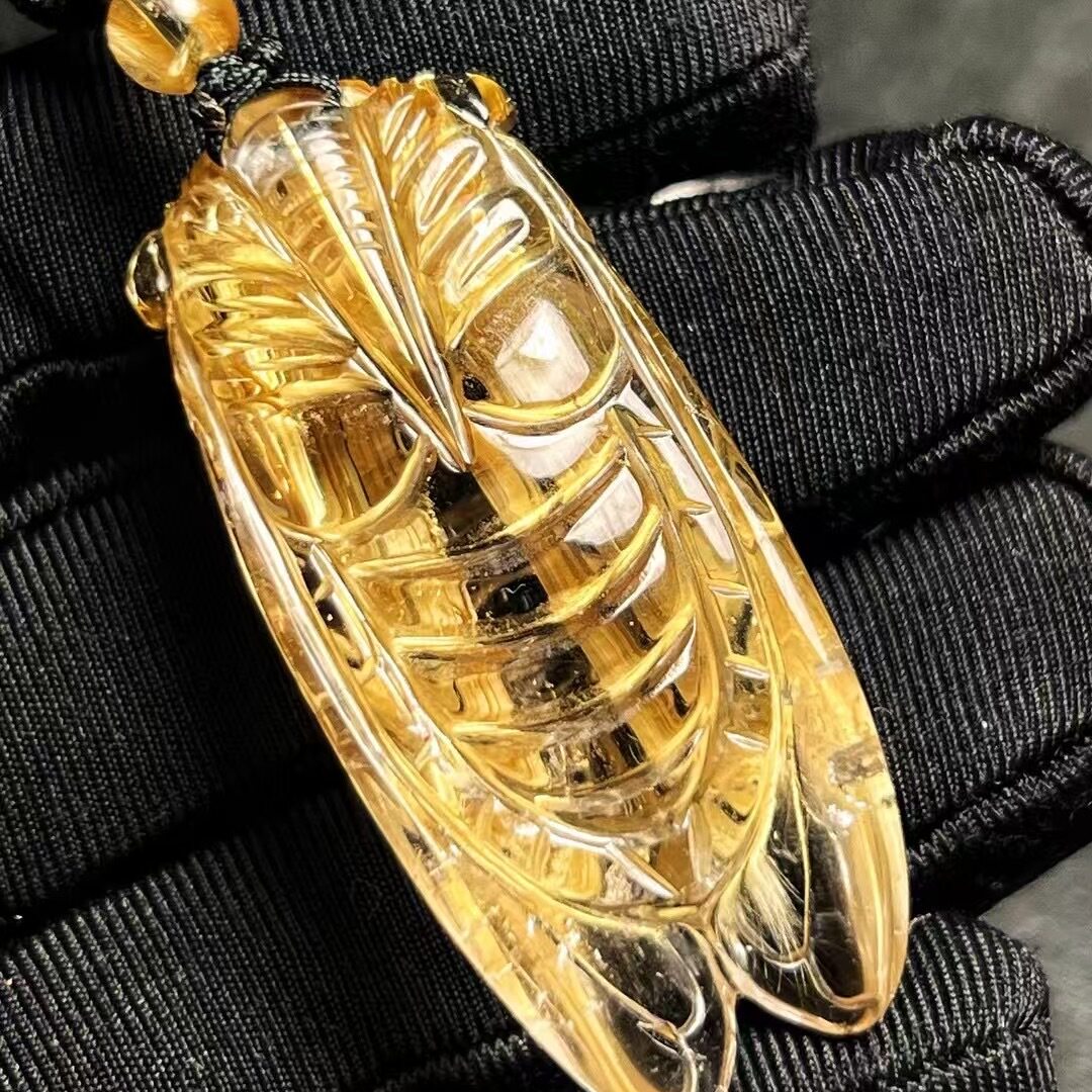 魅晶天然水晶晶体通通透钛晶金蝉知了吊坠