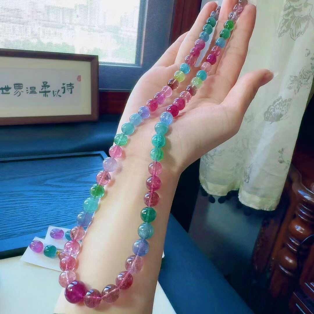 魅晶天然水晶晶体通透梦幻彩虹碧玺塔链手链