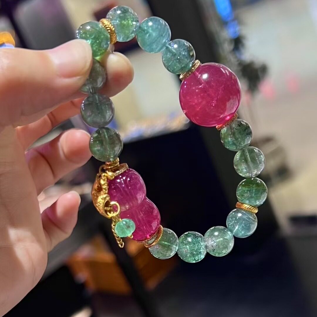 魅晶天然水晶晶体通透帕拉伊巴蓝碧玺手链