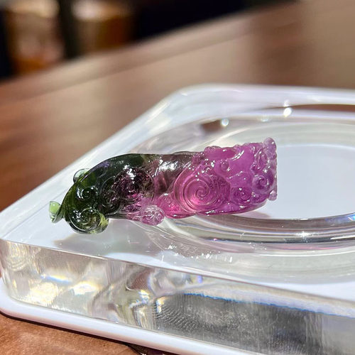 魅晶天然水晶紫绿西瓜碧玺貔貅