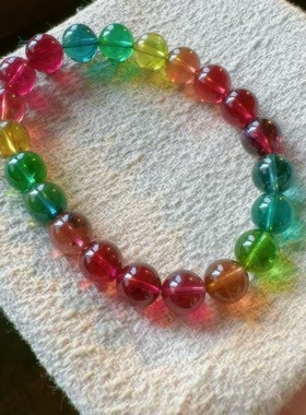 魅晶天然水晶晶体通透色彩绚丽丰富手链