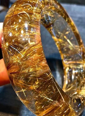 纯天然老矿铜钛晶晶体通透发晶手镯