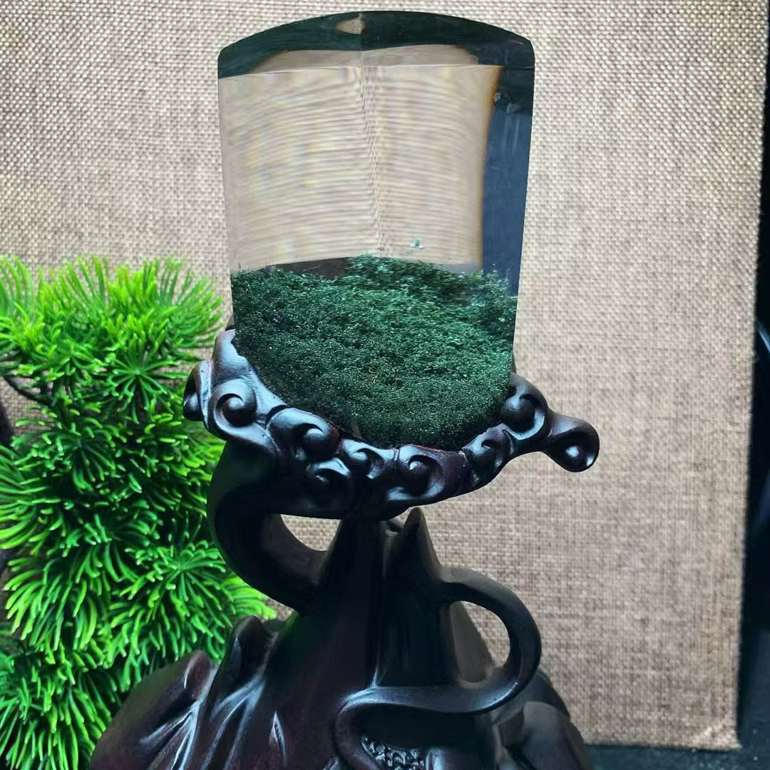 魅晶天然水晶晶体通透绿幽灵景石聚宝盆摆件