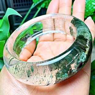 魅晶天然水晶晶体通透巴西绿幽灵半壁江山手镯