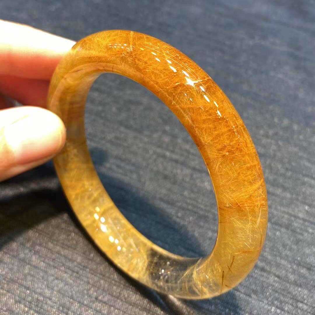 魅晶天然巴西原矿水晶晶体通透金发晶顺发晶细条手镯