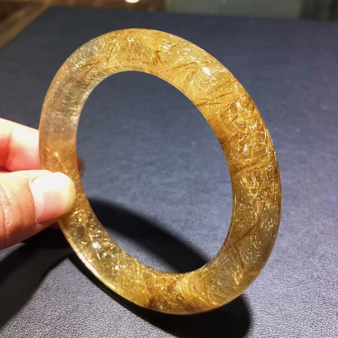 魅晶天然原矿晶体通透金发晶手镯金发晶钛晶手镯