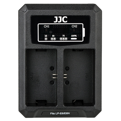 JJC适用佳能LP-E6充电器USB双充R52 R7 R5 R6 R5C R6二代5D4 5D3 5D2 80D 90D 7D2 6D2 90D 70D相机电池座充