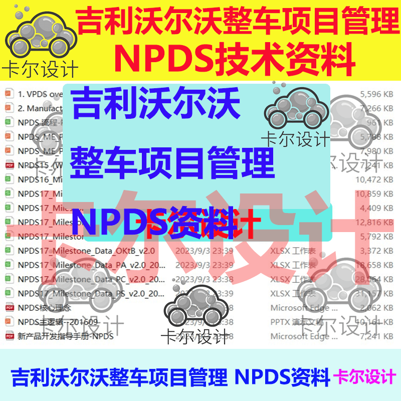 吉利沃尔沃整车项目管理 NPDS资料 汽车设计资料 包含中英版附件