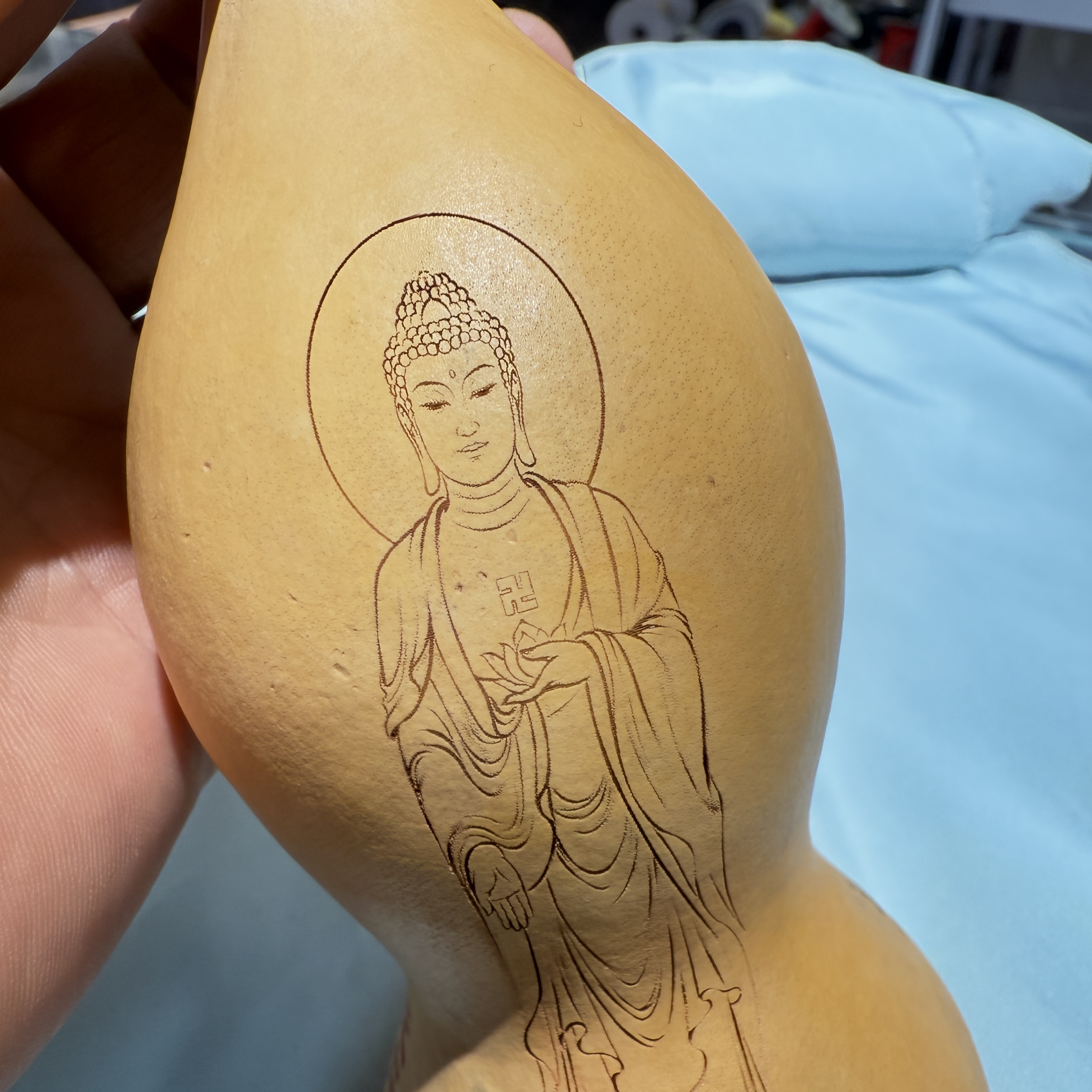 天然葫芦手工雕刻中国传统文化如来菩萨文创精品葫芦国风潮玩葫芦