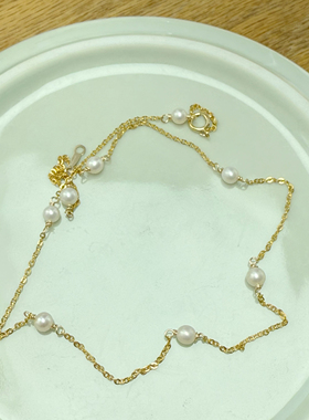 14K包金珍珠项链女锁骨链2025年小众设计轻奢高级感锁骨链珍珠女