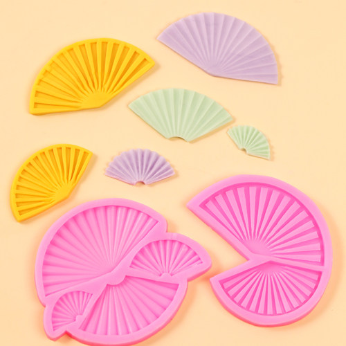 扇子翻糖巧克力硅胶模具烘焙工具