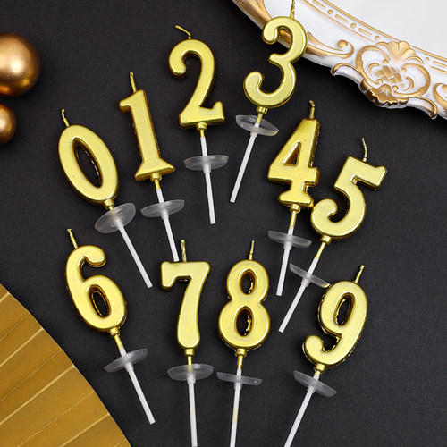 金色数字蜡烛生日蛋糕插