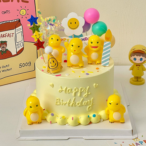 网红ins胖胖龙卡通可爱龙蛋糕装饰品摆件小恐龙儿童宝宝生日插件