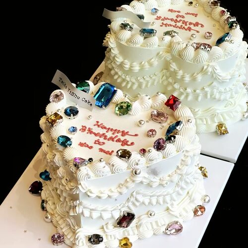 复古爱心ins蛋糕装饰彩色宝石摆件水晶钻石女神生日派对甜品装扮