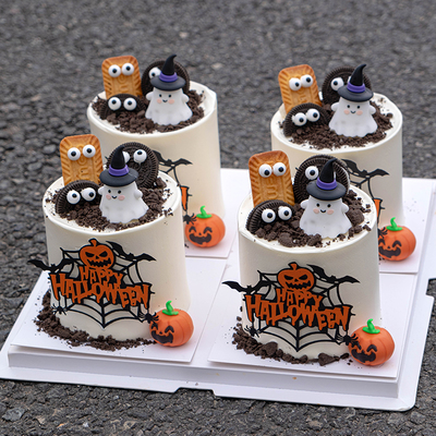 2025万圣节蛋糕装饰派对帽幽灵摆件蜘蛛网HappyHalloween南瓜插件