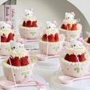 2026网红新年跨年圣诞节蛋糕装 饰陶瓷草莓碗 饰kt猫奶油碗蛋糕装