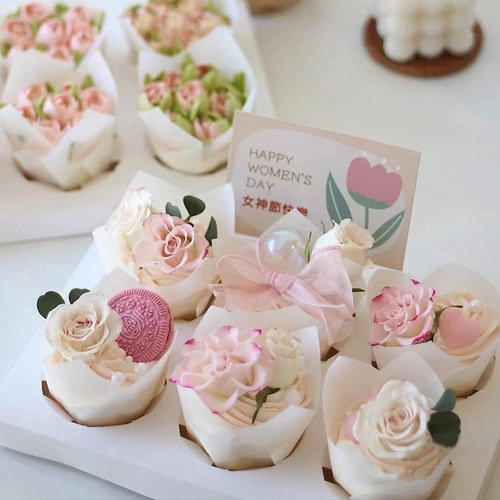 38女神节鲜花纸杯蛋糕装饰插件