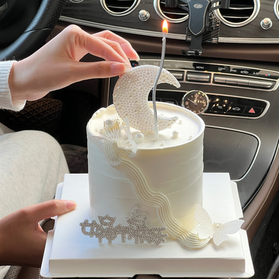 3.8女神节蛋糕装饰唯美珍珠月亮插件钻石蝴蝶三八妇女节快乐摆件