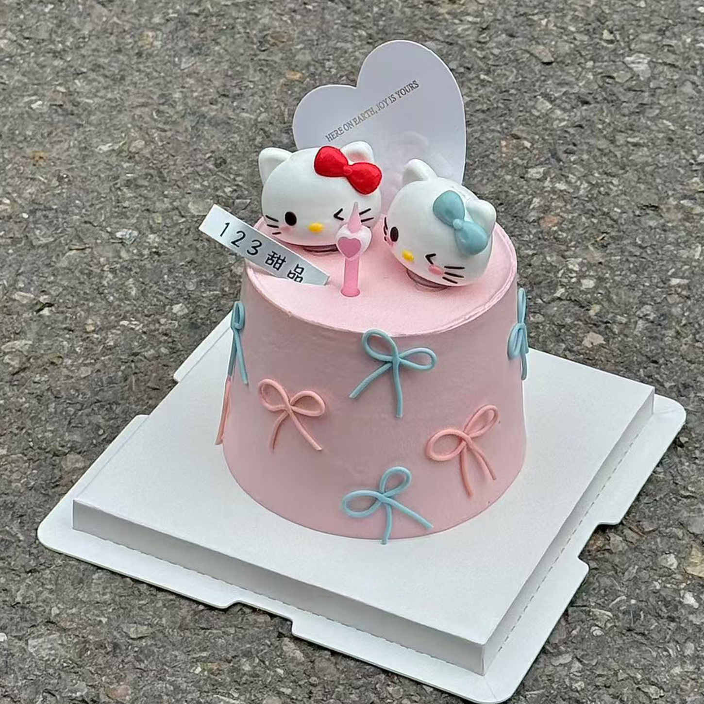 2025七夕情人节蛋糕装饰软胶蝴蝶结猫咪摆件情侣告白纪念日插件