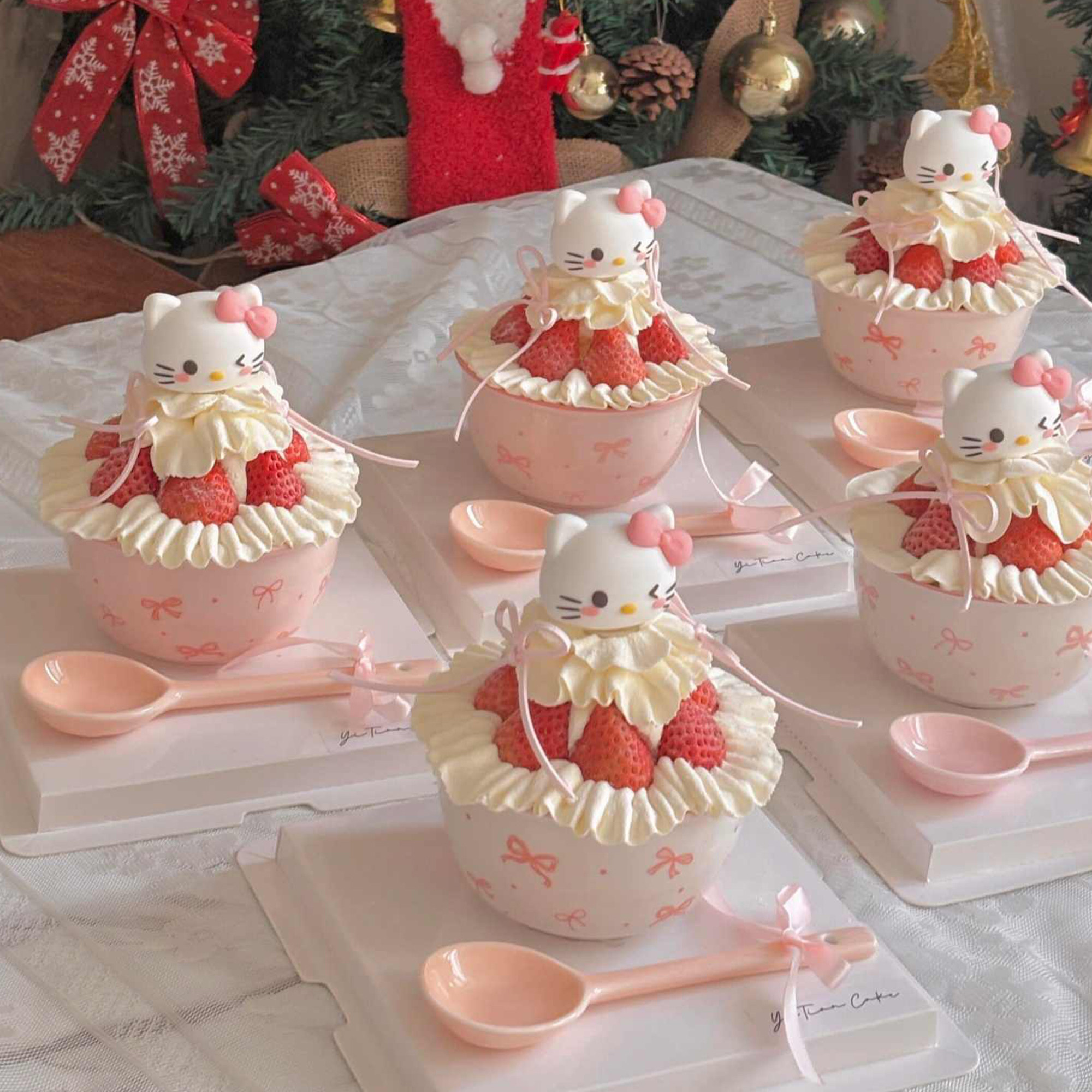 网红圣诞节跨年陶瓷碗蛋糕装饰