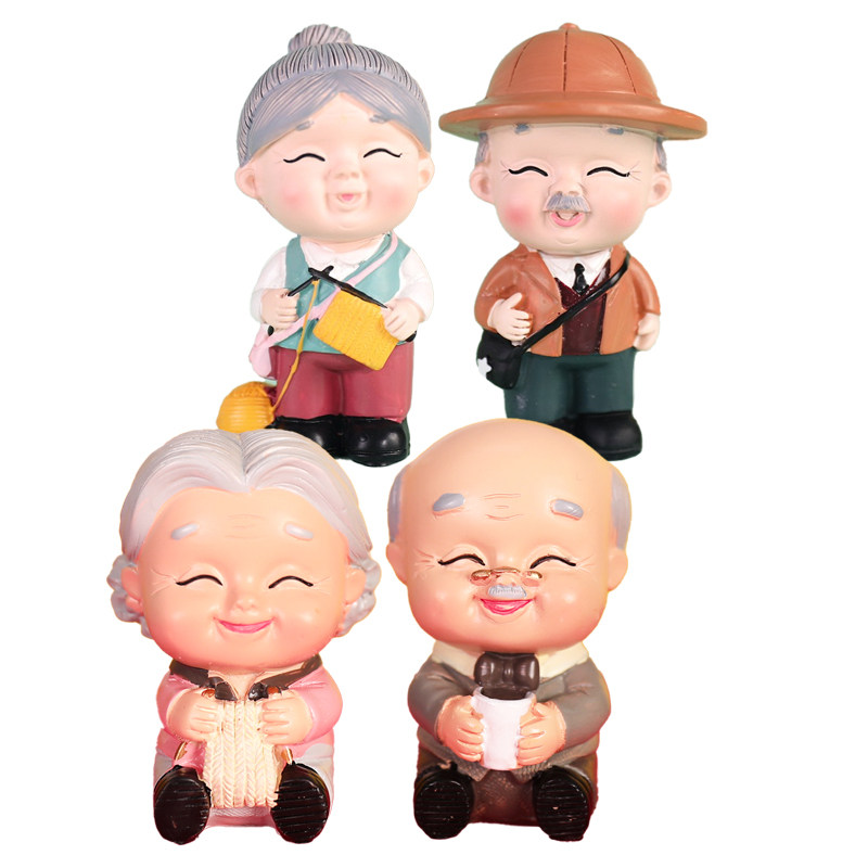 爷爷奶奶蛋糕装饰祝寿老头老太太