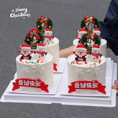2025圣诞节蛋糕装饰立体圣诞老人雪人摆件软胶圣诞快乐草圈插件