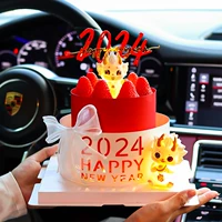2024 Новогодний ободок для украшения торта, акриловая вставная карта, интернет-знаменитость, светящийся дракон, украшение в виде фонаря, новогодний плагин для торта
