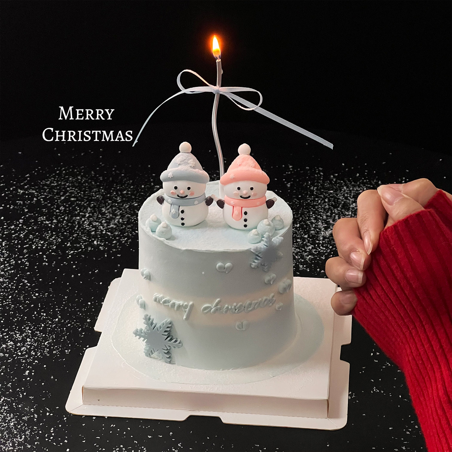 2025圣诞节可爱立体小雪人蛋糕装饰摆件冬日圣诞节日派对雪花插件