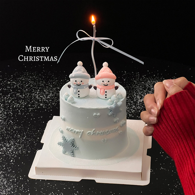 2025圣诞节可爱立体小雪人蛋糕装饰摆件冬日圣诞节日派对雪花插件
