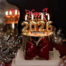 2026新年快乐跨年蛋糕装 扮插件 饰马年除夕气球数字蜡烛蝴蝶结装