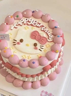 网红蛋糕装饰蓝胖子猫咪happybirthday软胶摆件儿童生日装扮插件