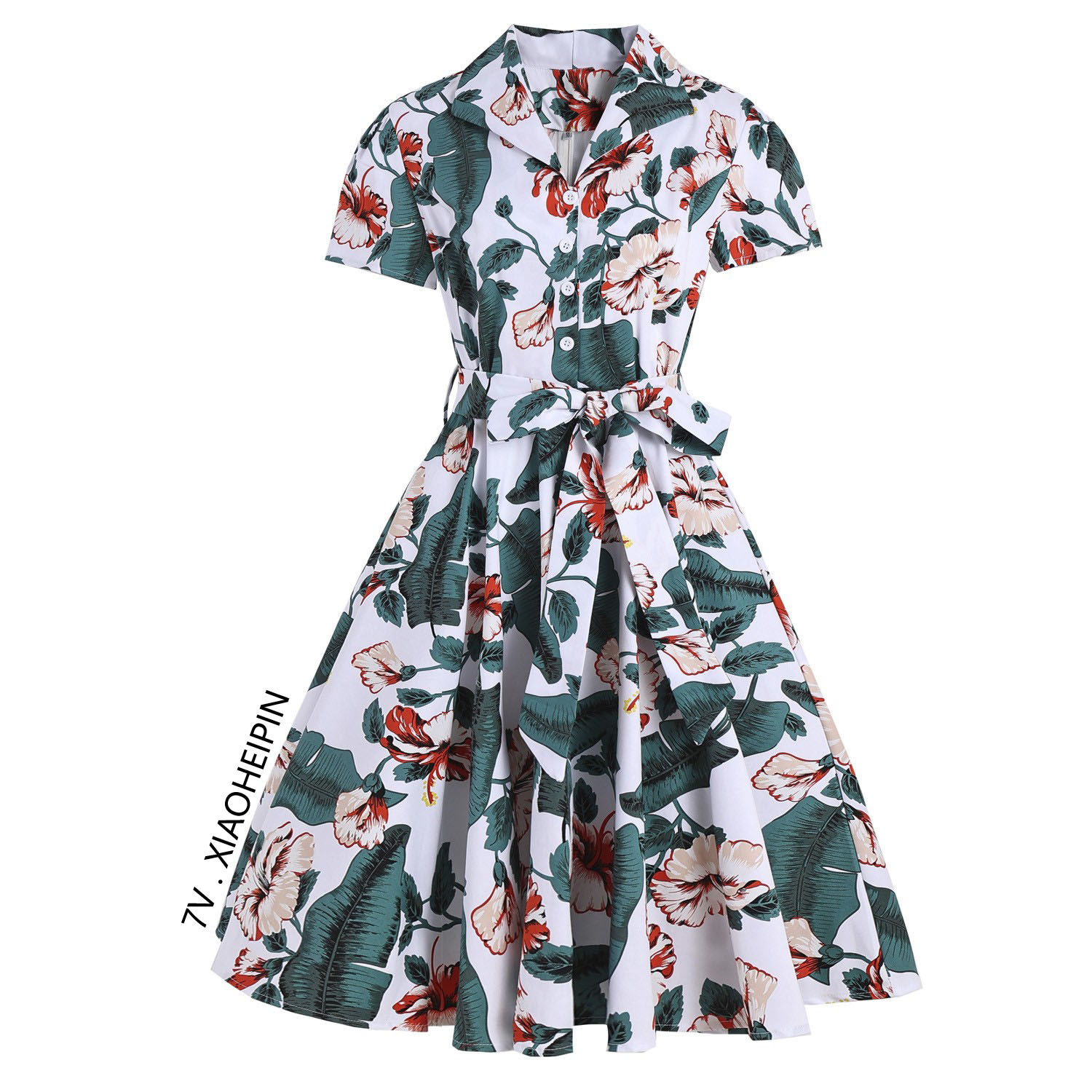 印花复古油画设计感连衣裙