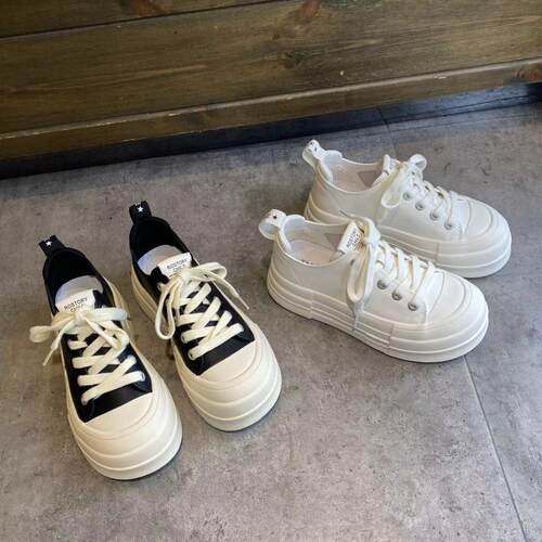 小白鞋女真皮厚底休闲板鞋