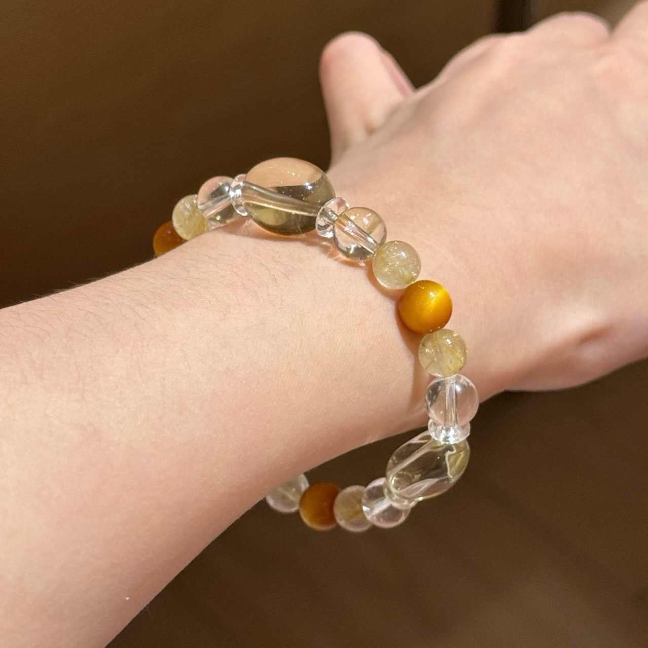 天然金发晶黄水晶黄虎眼手链女款招财转运珠手串送闺蜜礼物