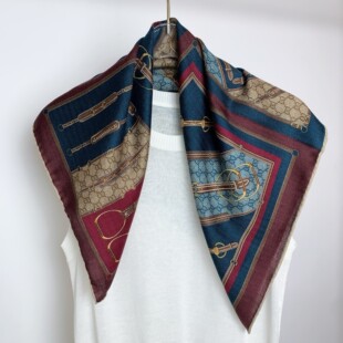 【伦敦下午茶】四角四色多用!桑蚕丝羊毛围巾丝巾中方巾女61cm