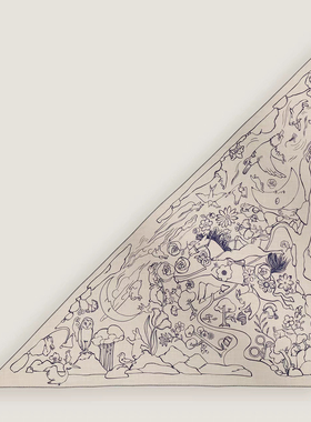 【一千零一只兔子·三角巾】童趣桑蚕丝羊毛围巾丝巾披肩女124cm