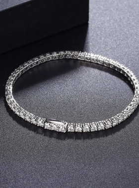 钻石之乡商丘人工钻石隐藏扣手链情侣款925纯银简约轻奢网球链