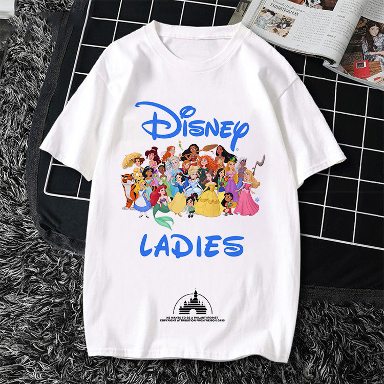 Cute Princess TShirt迪士尼超Q可爱卡通公主亲子短袖T恤衫上衣服